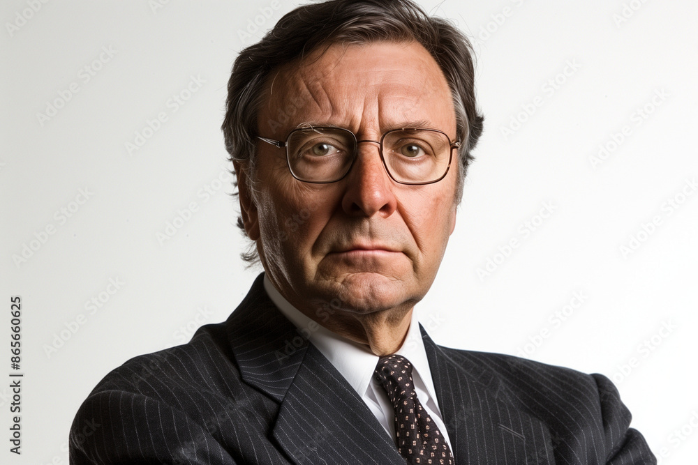 A man in a suit and glasses is looking at the camera A man in a suit and glasses is looking at the camera