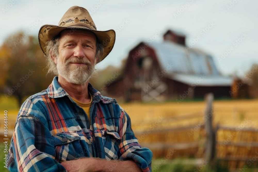 A middle aged farmer and his land A middle aged farmer and his land