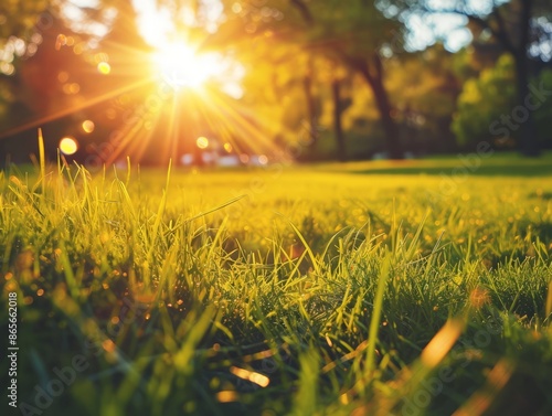 Dew-kissed grass field bath...