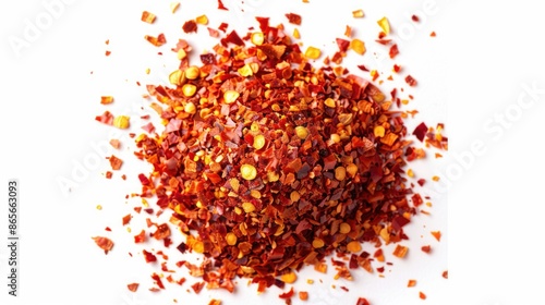 A pile of chopped red peppers arranged on a white surface, ideal for use in food photography or as a prop