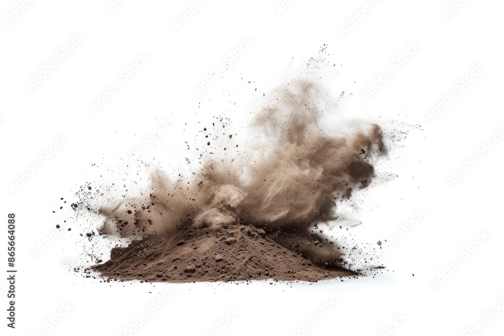 A close-up shot of a pile of dirt on a white background A close-up shot of a pile of dirt on a white background