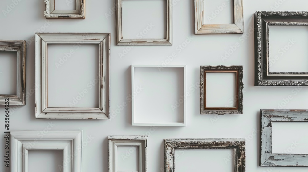 Old picture frame separated on a white backdrop Old picture frame separated on a white backdrop