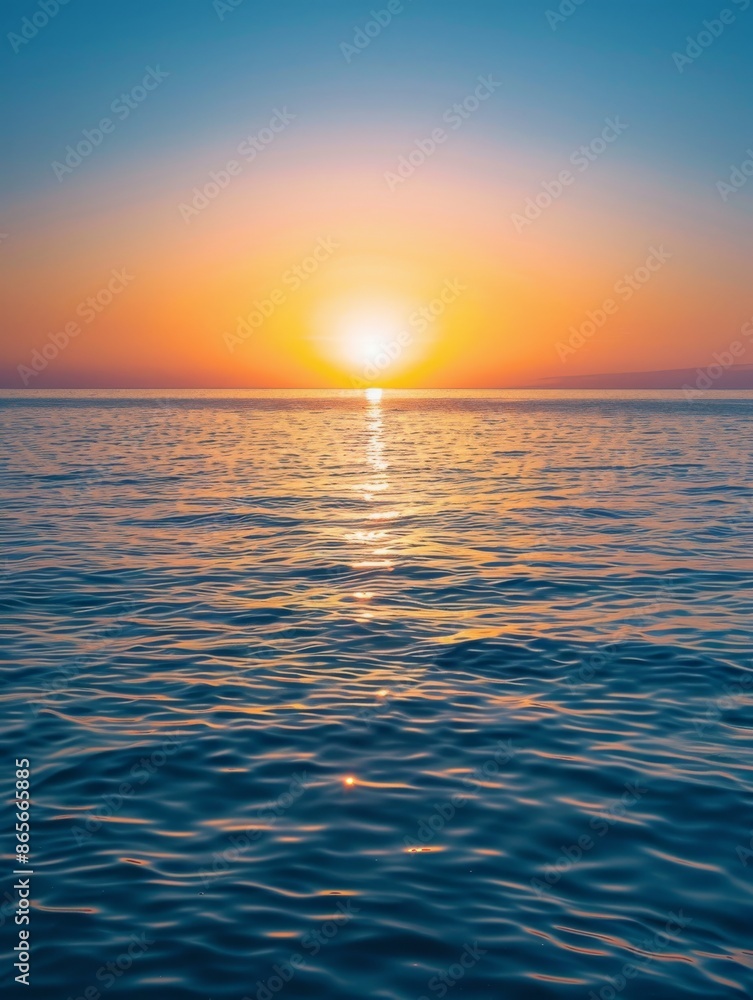 Fototapeta premium Calm Seas at Sunrise - Tranquil Ocean HorizonGentle Morning Light