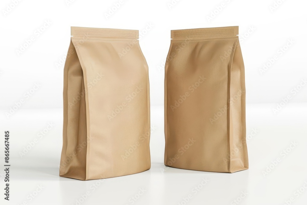elegant matte paper bags with resealable zippers showcased on white background 3d rendering elegant matte paper bags with resealable zippers showcased on white background 3d rendering