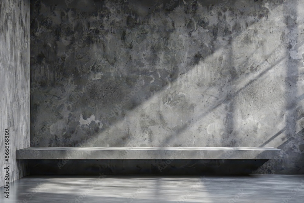 empty gray concrete studio with shelf product display backdrop 3d rendering empty gray concrete studio with shelf product display backdrop 3d rendering
