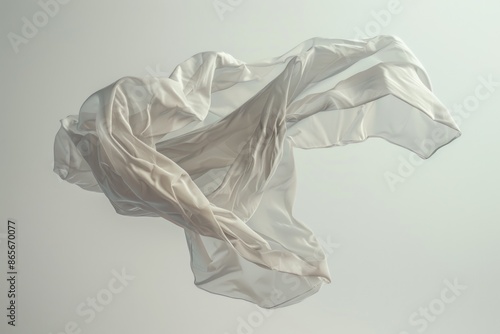 A white cloth is caught in the wind and rises into the air