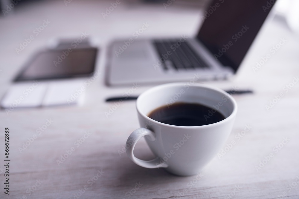 4K Ultra HD Close-Up of Laptop, Coffee, Digital Tablet, and Notebook Ready for a Work Day 4K Ultra HD Close-Up of Laptop, Coffee, Digital Tablet, and Notebook Ready for a Work Day