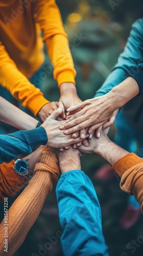 Wallpaper Mural group of people putting their hands together Torontodigital.ca