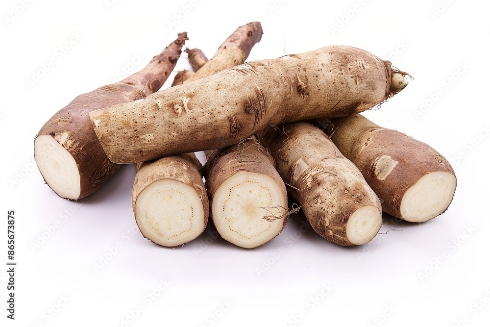 Cassava on white backdrop Cassava on white backdrop