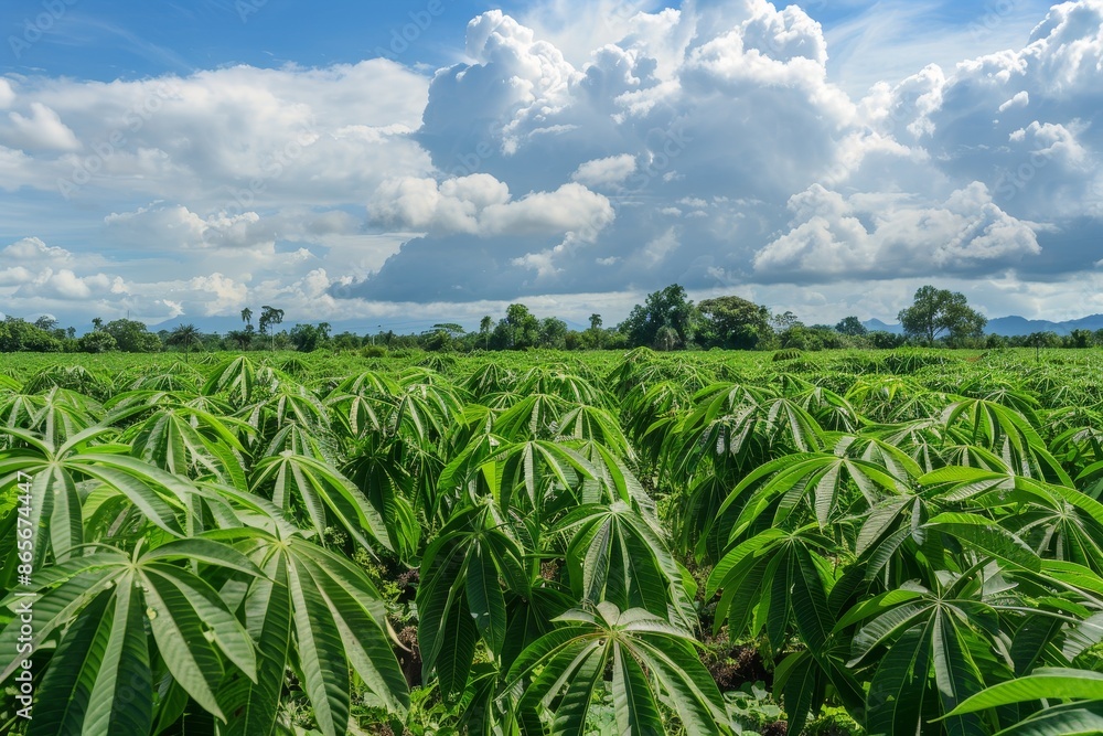 Cassava plants are lovely in a watery setting Cassava plants are lovely in a watery setting