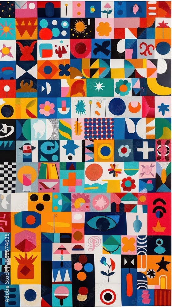 colorful painting of squares of different shapes and sizes colorful painting of squares of different shapes and sizes