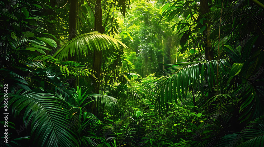 Lush landscape of the Congo Basin Rainforest with its dense canopy and rich biodiversity captured 