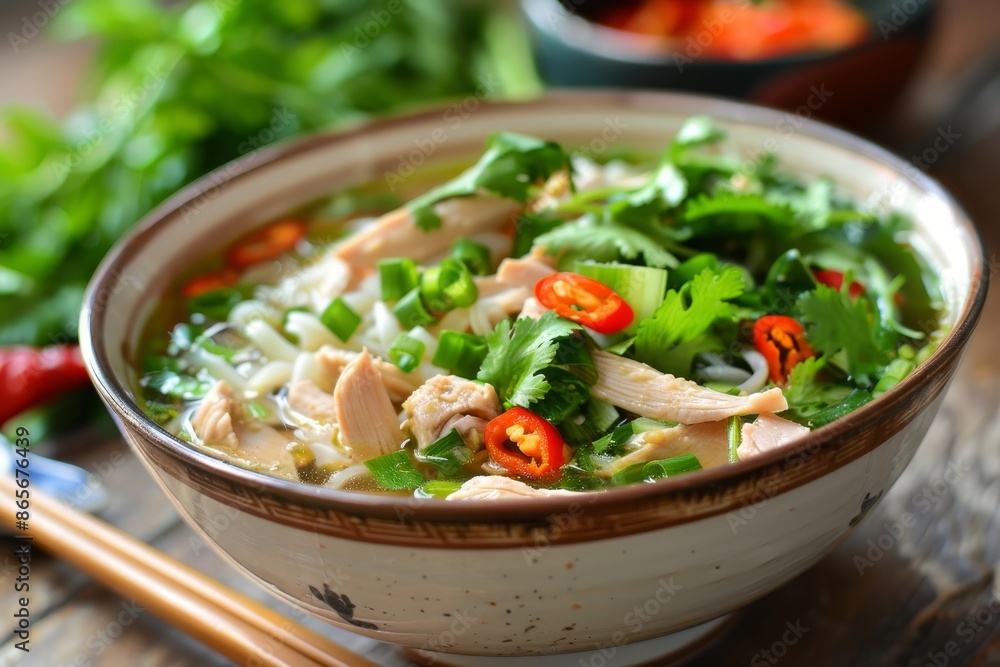 Chicken noodle soup with bitter melon Chicken noodle soup with bitter melon