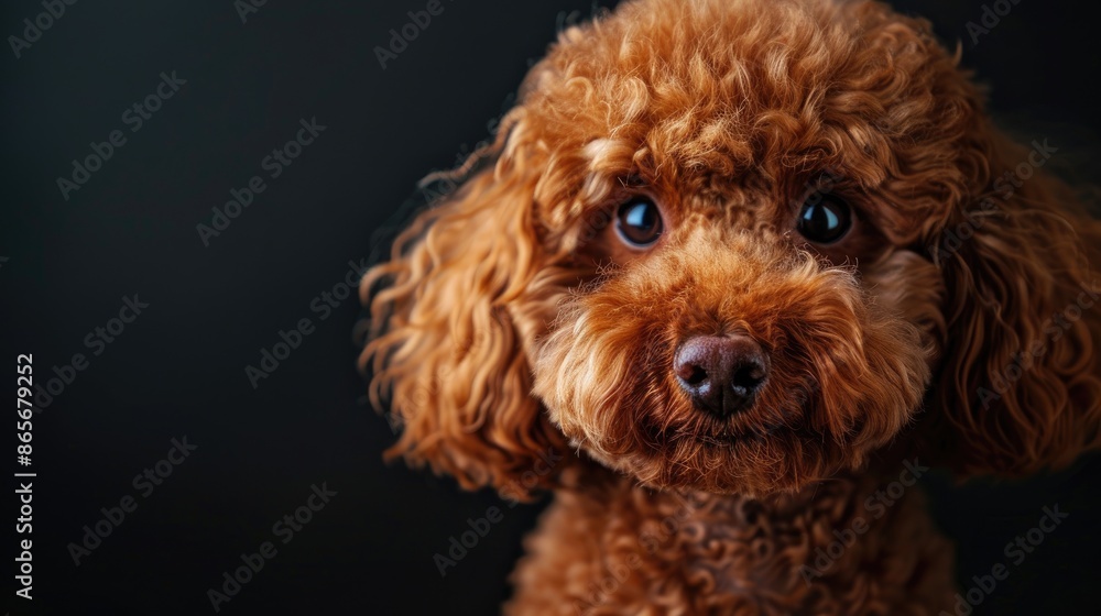 Red Toy Poodle Portrait on a Black Background Red Toy Poodle Portrait on a Black Background