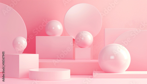 Abstract pink podium platform, product presentation stand, 3d render