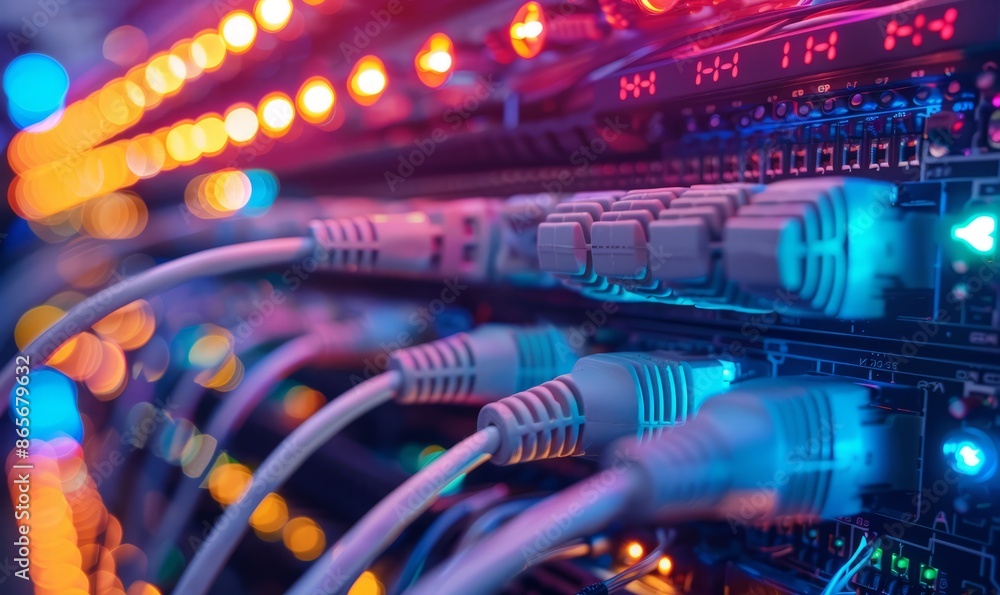 Data transmission over fibre. Futuristic background Data transmission over fibre. Futuristic background