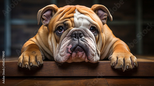 Adorable Bulldog Puppy Portrait, Cute Canine Friend, Loyal Companion