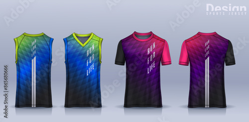 t-shirt sport design template, Soccer jersey mockup for football club, Running singlet,basketball Tank top.	
