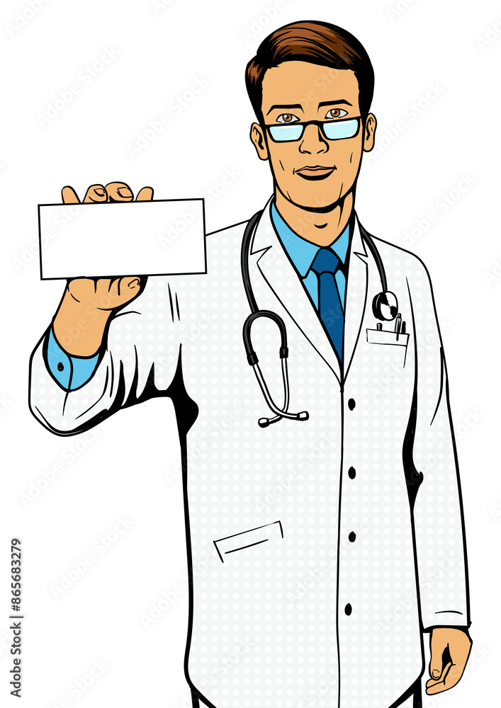 Doctor holding medicine box pop art PNG illustration. Comic book imitation. Doctor holding medicine box pop art PNG illustration. Comic book imitation.