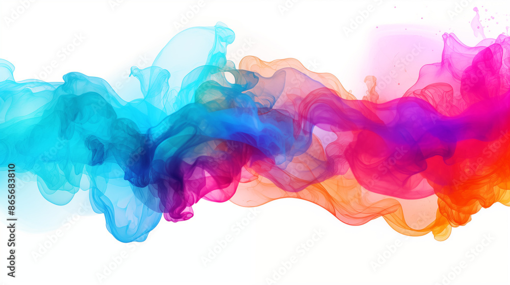 Fototapeta premium colorful ink smoke isolated on white background with copy space