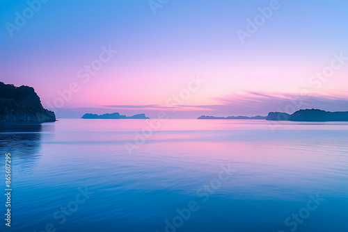 Serene sunrise over Bay of Islands New Zealand pastel colors painting sky calm waters below photographed with a Fujifilm GFX 100S and a GF 3264mm f4 R LM WR lens to capture the tranquil beauty of dawn