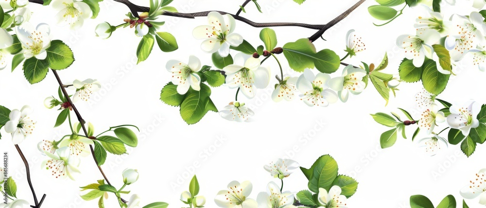 Obraz premium Colorful Pattern Flowers. Vector Pattern of Cherry Blossom. Spring Flowers Pattern 