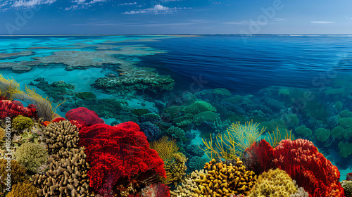 Stunning landscape of the Coral Sea off the coast of Australia with its turquoise waters and diverse marine ecosystem captured using a Canon EOS R6 and an RF 24105mm f4L IS USM lens photo