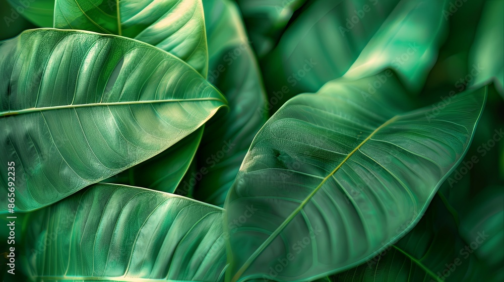 Green tropical plant close-up Green tropical plant close-up