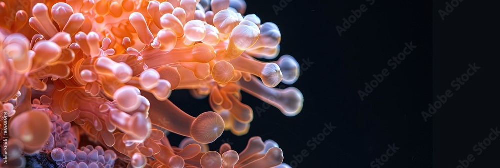 round water coral in front of black background. round water coral in front of black background.