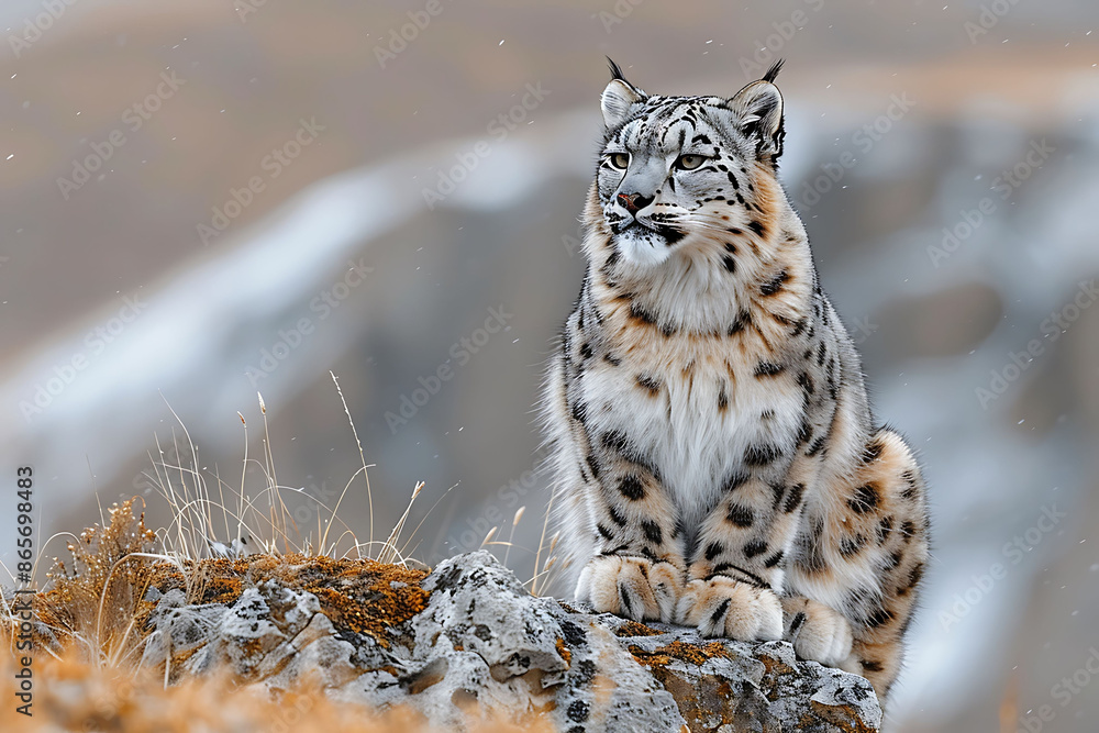 Alpine region a snow leopard Alpine region a snow leopard