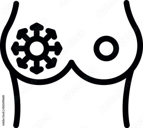 Line icon of a female torso experiencing chills as a symptom of mastitis