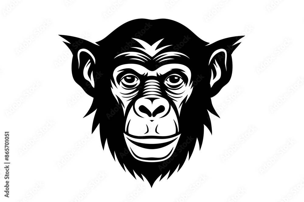 chimpanzee head silhouette vector illustration chimpanzee head silhouette vector illustration