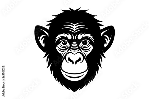 chimpanzee head silhouette vector illustration
