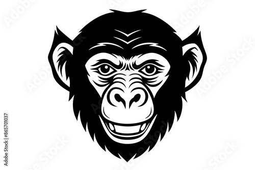 chimpanzee head silhouette vector illustration