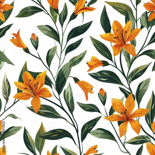 Colorful Pattern Flowers. Vector Pattern of Saffron Flowers