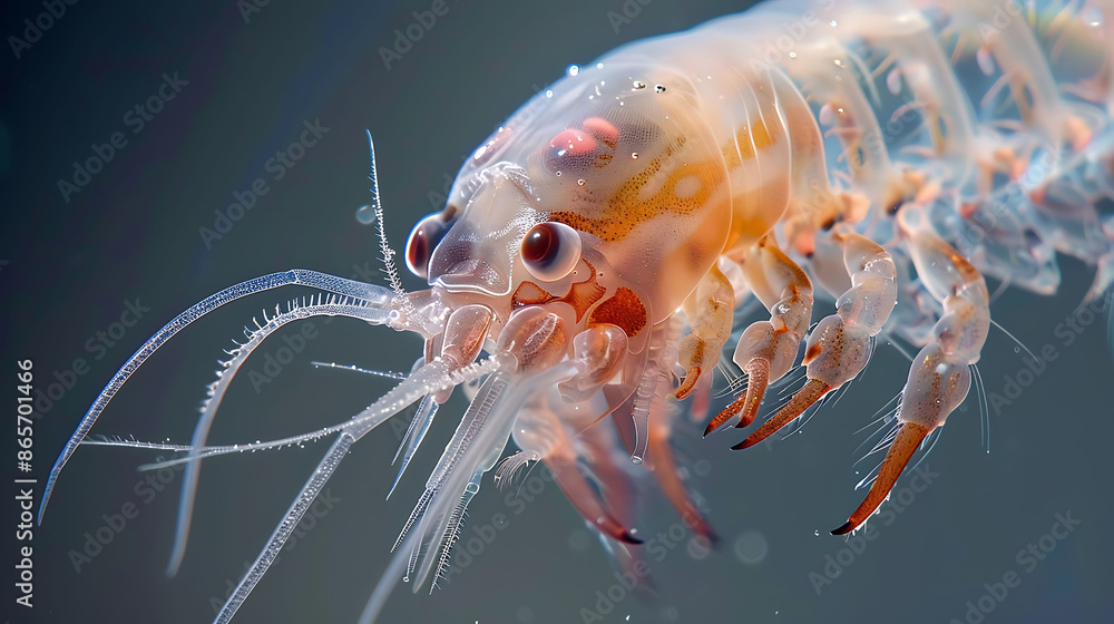 Amidst frozen water of North Atlantic mysterious beauty of deepsea isopod revealed through lens of macrophotography setup Using specialized lighting technique segmented body delicate antenna of rare Amidst frozen water of North Atlantic mysterious beauty of deepsea isopod revealed through lens of macrophotography setup Using specialized lighting technique segmented body delicate antenna of rare