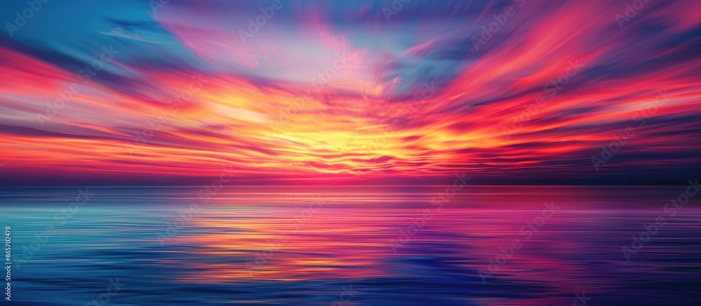 Blurred motion of colorful sunset over sea line Blurred motion of colorful sunset over sea line