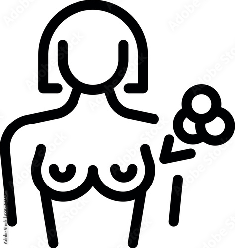 Simple icon of a woman receiving hormone replacement therapy, with three circles representing hormones
