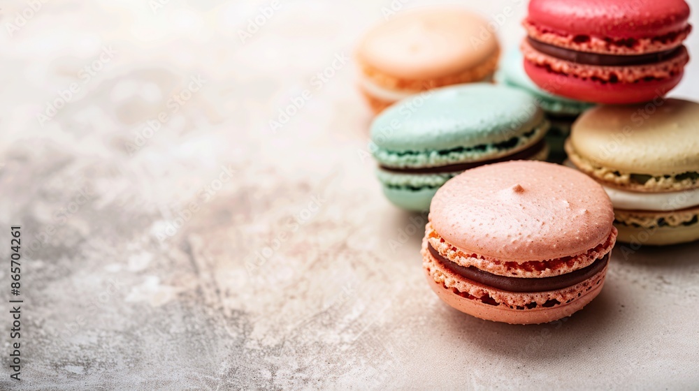 Colorful Macarons on a Light Background Colorful Macarons on a Light Background