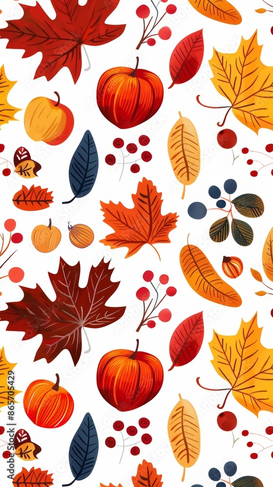 Fototapeta premium Vector Pattern of Autumn. Colorful Vector Illustration for Autumn. Light Warm Color Pattern