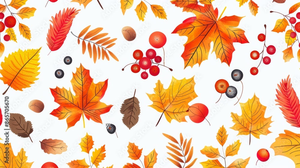 Obraz premium Vector Pattern of Autumn. Colorful Vector Illustration for Autumn. Light Warm Color Pattern