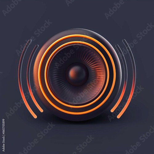 Red speaker and sound waves isolated vector illustration. Logo of vox power
