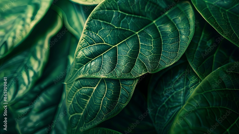 Green tropical plant close-up Green tropical plant close-up