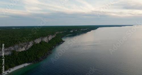 peninsula along the lake at sunset  