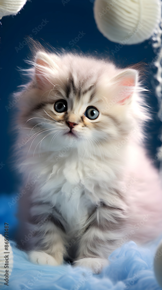 Charming Little Kitten with Twinkling Eyes and Soft Fur in a Warm Household Setting Charming Little Kitten with Twinkling Eyes and Soft Fur in a Warm Household Setting