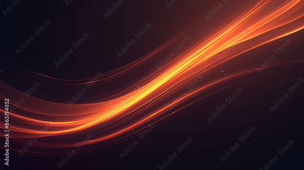 Obraz premium Abstract orange light waves on a dark background, showcasing vibrant, flowing lines and dynamic movement.