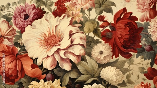 Vintage Floral Motifs Wallpaper