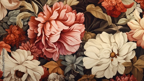Vintage Floral Motifs Wallpaper