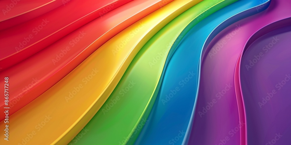 Obraz premium 3d abstract rainbow curve strips vivid colors background, red, orange, yellow, green blue and purple, for pride month, children's toy, parade, colorful backdrops and wallpaper