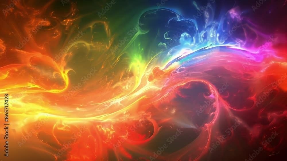 A fiery burst of electric energy erupts in a swirl of rainbow hues. A fiery burst of electric energy erupts in a swirl of rainbow hues.